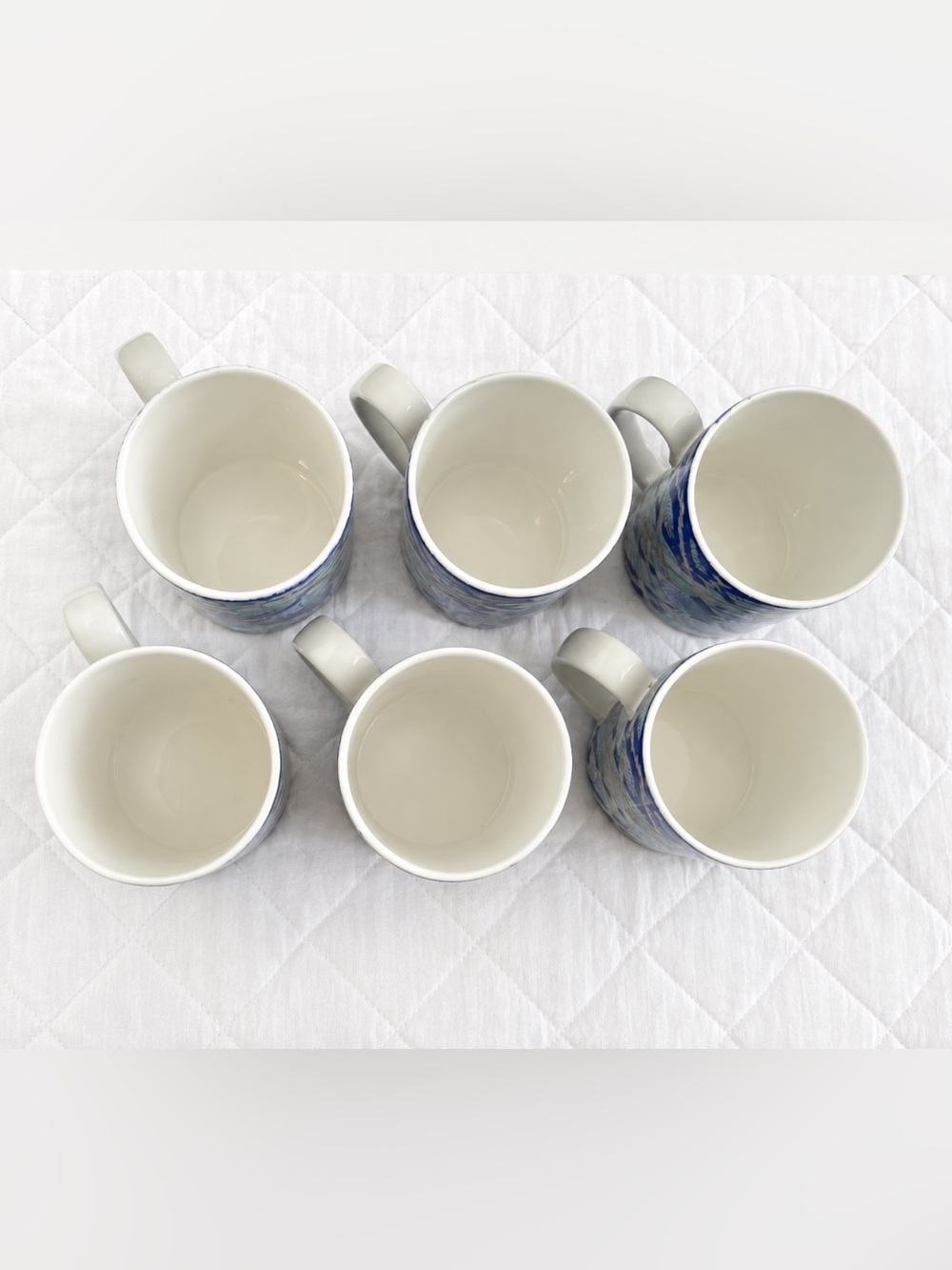Royal Doulton Glen Ora Fine China Mugs Set of 6 Blue Plaid Vintage - Picture 2 of 5